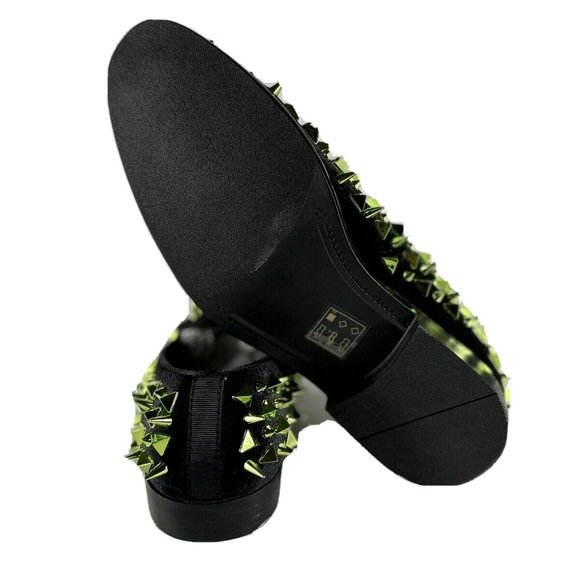 Amali Men\'s Slip-on Smoking Loafer Shoes Black Green Spikes Sizes 8.5 - 13 main image 6
